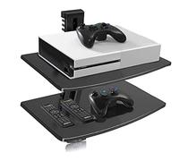 suptek Supporto da Muro Staffa da Parete Scaffale di Vetro Mensola Multimediale per Lettori DVD, Cavo cassette, Giochi console, TV Accessori Con 2 Ripiani Sospeso in Vetro Nero CS202