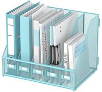 SUPTIDY Rack File Organizer - Organizer da scrivania in metallo - Portariviste con 5 scomparti verticali - Magazine File Holder, blu