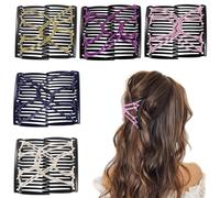 Suptizizkz 5 pettini magici elastici regolabili per capelli per donne e ragazze, forcine per capelli senza pieghe, accessori per capelli vintage, accessori per capelli ricci spessi e ondulati, coda di