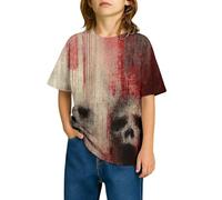 SUPTTING Camicia estiva da ragazzo colorata, traspirante, con colletto a bottoni, a maniche corte, stile retrò, astratto, motivo a righe, per feste di famiglia