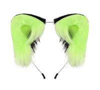 SUPTTING Carnevale unisex orecchie animali peluche carino cerchietto con pelliccia sintetica flessibile accessorio costume Kawaii motivo animali orecchie lupo effetto realistico cosplay per convention