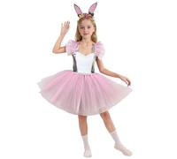 SUPTTING Costume da coniglio per Halloween, da ragazza, carino e giocoso, vestito da ballerina, gonna in tulle, set tutu fantasia danza, costume da animale, con cerchietto per Pasqua