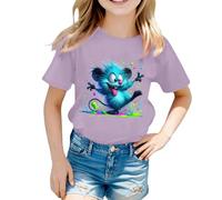 SUPTTING Fantastica maglietta da donna con spalle scoperte, asimmetrica, maniche corte, maglietta grafica casual, artistica, grafica a balena, colore sfumato, maglietta estiva per il tempo libero