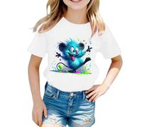 SUPTTING Fantastica maglietta da donna con spalle scoperte, asimmetrica, maniche corte, maglietta grafica casual, artistica, grafica a balena, colore sfumato, maglietta estiva per il tempo libero