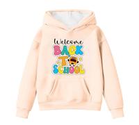 SUPTTING Felpa con cappuccio autunnale per bambini, comoda e casual, con cappuccio, tasca a marsupio, con stampa grafica, polsini a coste, abbigliamento per la scuola, Stil-p01 Beige, 10-11 Jahre