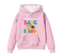 SUPTTING Felpa con cappuccio autunnale per bambini, comoda e casual, con cappuccio, tasca a marsupio, con stampa grafica, polsini a coste, abbigliamento per la scuola, Stile-P06 Rosa, 10-11 Jahre