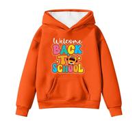 SUPTTING Felpa con cappuccio autunnale per bambini, comoda e casual, con cappuccio, tasca a marsupio, con stampa grafica, polsini a coste, abbigliamento per la scuola, Stil-p05 arancione, 10-11 Jahre