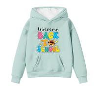 SUPTTING Felpa con cappuccio autunnale per bambini, comoda e casual, con cappuccio, tasca a marsupio, con stampa grafica, polsini a coste, abbigliamento per la scuola, Stil-p04 blu-verde, 4-5 Jahre