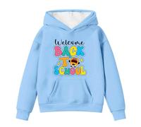 SUPTTING Felpa con cappuccio autunnale per bambini, comoda e casual, con cappuccio, tasca a marsupio, con stampa grafica, polsini a coste, abbigliamento per la scuola, Stile-P07 Blu, 10-11 Jahre