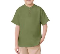 SUPTTING Henley - Maglietta a maniche corte, con colletto alto, a maniche corte, in tinta unita, per il tempo libero, per la spiaggia, traspirante, per l'asilo, per la scuola