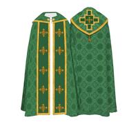 SUPTTING Liturgico Solenne Uomo Misurino Ricamato Tessuto di Alta Qualità Casella Religioso Tradizionale Sacerdotale Sacerdotale Simbolico Oro Bordo Stola per il culto, Stil-t01 Verde, 3XL
