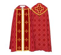 SUPTTING Liturgico Solenne Uomo Misurino Ricamato Tessuto di Alta Qualità Casella Religioso Tradizionale Sacerdotale Sacerdotale Simbolico Oro Bordo Stola per il culto, Stil-t03 rosso, XXL