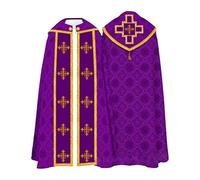SUPTTING Liturgico Solenne Uomo Misurino Ricamato Tessuto di Alta Qualità Casella Religioso Tradizionale Sacerdotale Sacerdotale Simbolico Oro Bordo Stola per il culto, Stil-t02 viola, XXL