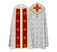 SUPTTING Liturgico Solenne Uomo Misurino Ricamato Tessuto di Alta Qualità Casella Religioso Tradizionale Sacerdotale Sacerdotale Simbolico Oro Bordo Stola per il culto, Stil-t04 Bianco, XL