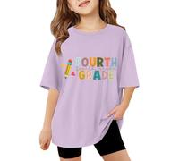 SUPTTING Maglietta da ragazza con orgoglio colorato, stampa con lettere, scollo rotondo, maglietta a maniche corte per la quarta classe