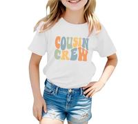 SUPTTING Maglietta per bambini, con stampa a girocollo, a maniche corte, in cotone, per il tempo libero, estate, casual, riunione di famiglia, fratelli, cugini, comoda, traspirante, morbida