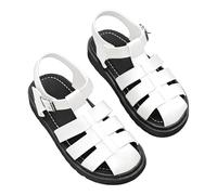 SUPTTING Sandali da uomo in vera pelle con fibbia regolabile e suola profilata sandali in pelle robusta vintage comodi sandali casual con gabbia per tutti i giorni sandali gladiatori, Stile Z03 Bianco