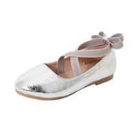 SUPTTING Scarpe unisex con tacco piatto, rotonde, in pizzo con brillantini, casual, chic, comode, per il tempo libero, per feste di tutti i giorni, Stile-E04 Argento, 30