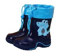 SUPTTING Stivali di gomma per bambini, impermeabili, antiscivolo, carini, con coulisse, suola profilata, motivo animale, per giocare sotto la pioggia, visita in fattoria, Stile-x02 blu, 2-3 Anni