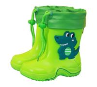 SUPTTING Stivali di gomma per bambini, impermeabili, antiscivolo, carini, con coulisse, suola profilata, motivo animale, per giocare sotto la pioggia, visita in fattoria, Stile-x03 verde, 9-10 anni