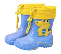 SUPTTING Stivali di gomma per bambini, impermeabili, antiscivolo, carini, con coulisse, suola profilata, motivo animale, per giocare sotto la pioggia, visita in fattoria, Stile-x01 blu, 9-10 anni