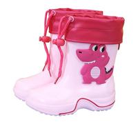 SUPTTING Stivali di gomma per bambini, impermeabili, antiscivolo, carini, con coulisse, suola profilata, motivo animale, per giocare sotto la pioggia, visita in fattoria, Stile-x04 rosa, 6-7 anni