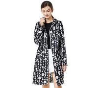 SUPTTING Trendig Lässig - Camicia da donna con bottoni, stampa su tutta la lunghezza, stile gotico, per le mezze stagioni, con motivo a teschio, taglio lungo, per autunno e passeggiate in città