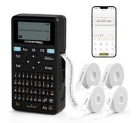 SUPVAN E11 Etichettatrice Bluetooth con 4 Nastri, Supporta Tastiera e App con 40+ Font e 600+ Icone, Stampante Etichette Adesive Ricaricabile senza Inchiostro per Casa, Cucina, Scuola, Ufficio, Nero
