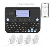 SUPVAN E12 - Etichettatrice con tastiera QWERTY, schermo grafico retroilluminato, include 4 rotoli di etichette impermeabili autoadesive, per casa, ufficio e scuola, colore: nero