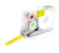 SUPVAN G15m Serie Etichette a Termotrasferimento Continue, 12mm x 7.5m, Impermeabili, Resistenti alle Alte Temperature, Non Sbiadenti, Esterno & Interno, Nero su Giallo