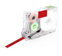 SUPVAN G15m Serie Etichette a Termotrasferimento Continue, 9mm x 7.5m, Impermeabili, Resistenti alle Alte Temperature, Non Sbiadenti, Esterno & Interno, Nero su Rosso