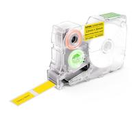 SUPVAN G15m Serie Etichette a Termotrasferimento Dimensione Fissa, 12mm x 30mm 240 Etichette/Rotolo, Impermeabili, Resistenti alle Alte Temperature, Non Sbiadenti, Esterno & Interno, Nero su Giallo