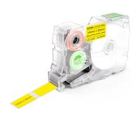 SUPVAN G15m Serie Etichette a Termotrasferimento Dimensione Fissa, 14mm x 30mm 240 Etichette/Rotolo, Impermeabili, Resistenti alle Alte Temperature, Non Sbiadenti, Esterno & Interno, Nero su Giallo