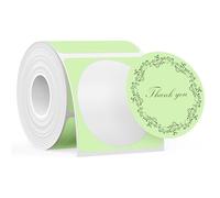 SUPVAN Serie T50M Nastro per Etichettatrice, Formato Rotondo Φ 5,08 cm 140 Etichette/Rotolo Nastro Termico Laminato Originale, Impermeabile Antiolio Etichette con Rilevamento Automatico, Nero su Verde