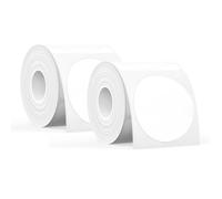SUPVAN T50M Serie Nastro Etichette, 2 Rotoli Rotonda Φ50mm 150 Etichette/Rotolo Ricarica Originale Termica Laminata, Impermeabile, Olioresistente, Ad Alta Adesività, Auto-Rilevante, Nero Su Bianco