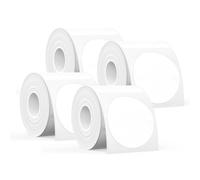 SUPVAN T50M Serie Nastro Etichette, 4 Rotoli Rotonda Φ50mm 150 Etichette/Rotolo Ricarica Originale Termica Laminata, Impermeabile, Olioresistente, Ad Alta Adesività, Auto-Rilevante, Nero Su Bianco