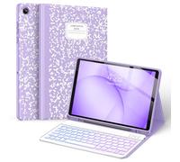 Supveco Custodia per tastiera per Samsung Galaxy Tab A11+ Plus 11" modello 2026 (SM-X230/X236/X238) - 7 colori retroilluminati wireless staccabile Folio Keyboard Cover con S Pen, libro lilla