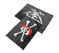 SUPVOX 1 Set Bandiera Teschio Pirata Bandiera Di Roccia Bandiere Bandana Pirata Teschio Osso Stendardo Pirata Bandiera Pirata Spaventoso Festival Di Halloween Bandierine 2 pezzi