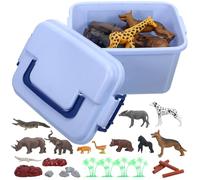 SUPVOX 1 Set di 58 Giocattoli di Animali in Plastica, di Simulazione di Foresta E Zoo, Giocattoli per Bambini, Colori Assortiti, 11,41 X 7,87 X 7,08 Pollici