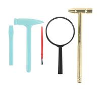 SUPVOX 1 set di strumenti archeologici per bambini: piccolo martello, scalpello, spazzola e lente d'ingrandimento, strumenti per scavi di rocce per l'apprendimento scientifico e il gioco di