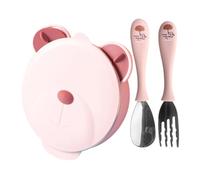 SUPVOX 1 Set Piatto Pasto Per Mantieni La Ciotola Calda Per Il Ciotole Per Ciotola Di Isolamento Termico Rosa Acciaio Inossidabile Riutilizzabile