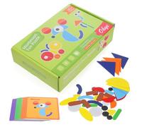 SUPVOX 1 Set Puzzle Geometrici Legno Educativo Montessori con Colorati e Schede per Sviluppo delle Competenze Sensoriali e Riconoscimento