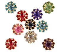 SUPVOX 10 Pezzi Bottoni da Cucire Strass Colorati e Passante in Metallo, Fibbie a Forma di Girasole per Abbellimenti Artigianali e Decorazioni Fai da Te Colore Casuale