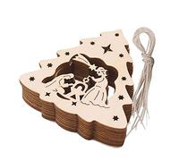 SUPVOX 10 Pezzi Decorazioni Albero di Natale in Legno Naturale, Forma Albero con Corda - Appendini per Calze, Etichette Regalo, Decorazioni Natalizie Fai da Te