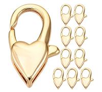 SUPVOX 10 Pezzi di Fermagli a Moschettone Dorati per Collane E Braccialetti: Fermagli in Rame a Forma di Cuore, Accessori per Gioielli Fai da Te, Creazione di Gioielli, Portachiavi E Artigianato, 0,55