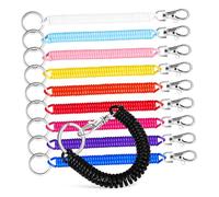 SUPVOX 10 Pezzi Portachiavi Molla Estensibili con Moschettone e Anello in Metallo Portachiavi Spirale per Polso Corda Retrattile Multiuso per Chiavi Badge e Borse Facili da Usare e