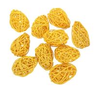 SUPVOX 10 Uova di Pasqua Artigianali in Rattan 6,5 Cm Giallo Set da 10 Pezzi per Decorazioni Pasquali da Casa, Riempitivi per Cestini di Pasqua, Accessori per Feste e Regali