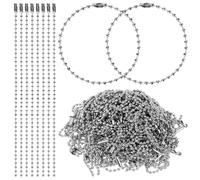 SUPVOX 100 Pezzi Catena a Palline in Acciaio Inossidabile 2,4x150mm Con Anelli Portachiavi Regolabili Per Ciondoli, Accessori Fai Da Te, Argento