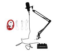 SUPVOX 11pezzi Microfono Condensatore Kit Per Dispositivi Karaoke e Webcast Attrezzatura Staffa Regolabile Compatibile Telefono e Computer Alta Fedeltà