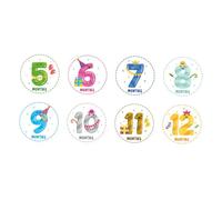 SUPVOX 12 pezzi Adesivi Mese Creativi per Ragazzo Ragazza Stickers Belly Riutilizzabili Senza Residui Decorazione Fotografica Mensile per Album Ricordo e Regali Shower